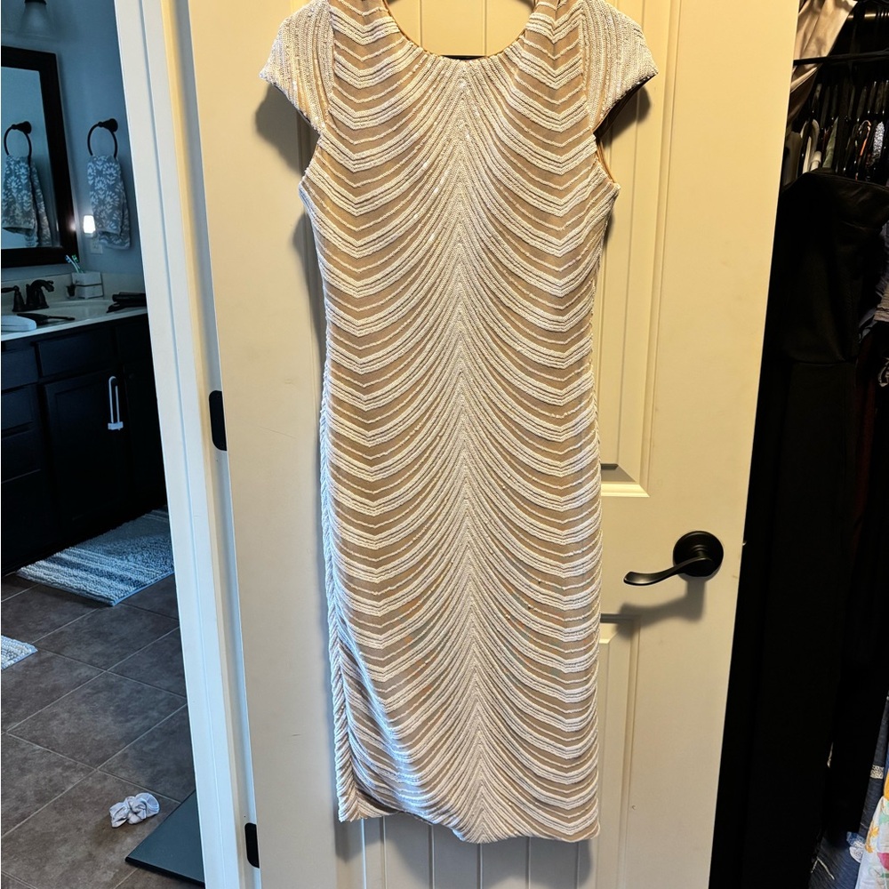 Dress the Population Sequin Cream Midi Dress - NWT